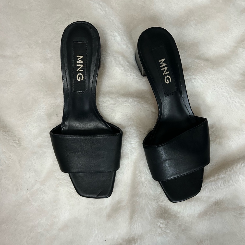 Mango Black Women's Slide Kitten Heel Sandals